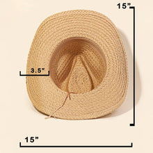 Load image into Gallery viewer, Cowrie Shell Straw Braided Cowboy Hat
