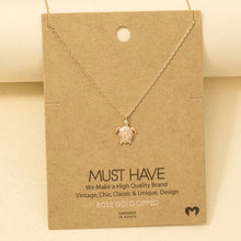 Load image into Gallery viewer, Gold Dipped Cz Studded Turtle Pendant Necklace
