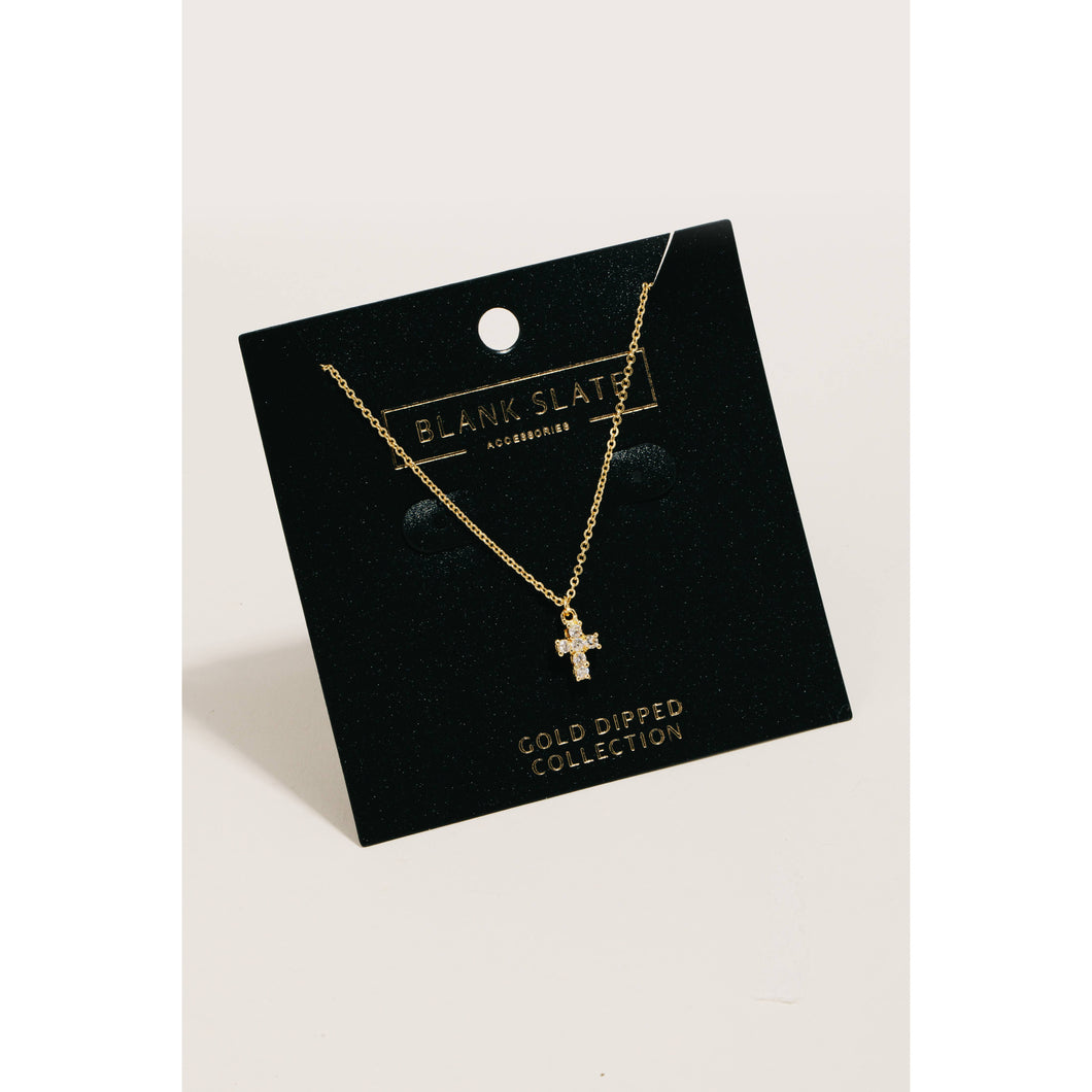 Gold Dipped Mini Cross Pendant Necklace