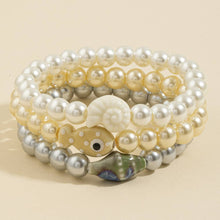 Load image into Gallery viewer, Glass Pearl Shell Beaded Stretch Bracelet
