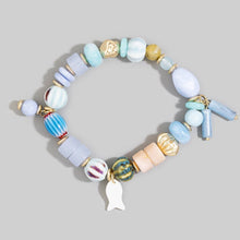 Load image into Gallery viewer, Mixed Bead Fish Charm Stretch Bracelet
