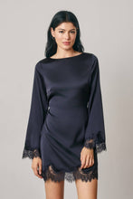 Load image into Gallery viewer, Satin &amp; Lace Long Sleeve Mini Dress
