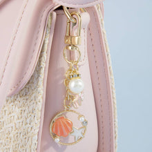 Load image into Gallery viewer, Ruched Bow Handle Straw Mini Bag With Shell Charm
