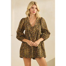 Load image into Gallery viewer, Printed Pleated Long Sleeve Denim Romper

