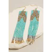 Load image into Gallery viewer, Rectangular Boho Seed Beaded Fringe Dangle Earrings
