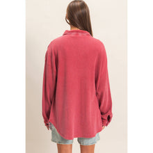 Load image into Gallery viewer, Mineral Wash Waffle Knit Button-Up Shacket
