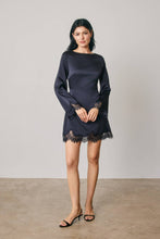Load image into Gallery viewer, Satin &amp; Lace Long Sleeve Mini Dress
