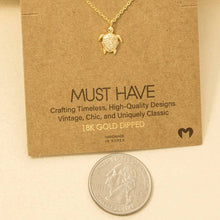Load image into Gallery viewer, Gold Dipped Cz Studded Turtle Pendant Necklace
