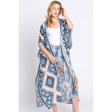 Load image into Gallery viewer, Aztec Print Open Front Long Kimono
