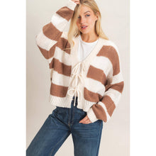 Load image into Gallery viewer, Striped V-Neck Sweater Cardigan
