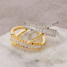 Load image into Gallery viewer, Cz Baguette X Adjustable Ring
