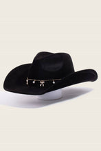 Load image into Gallery viewer, Ribbon Bow Pearl Chain Cowboy Hat
