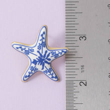 Load image into Gallery viewer, Enamel Starfish Floral Print Stud Earrings
