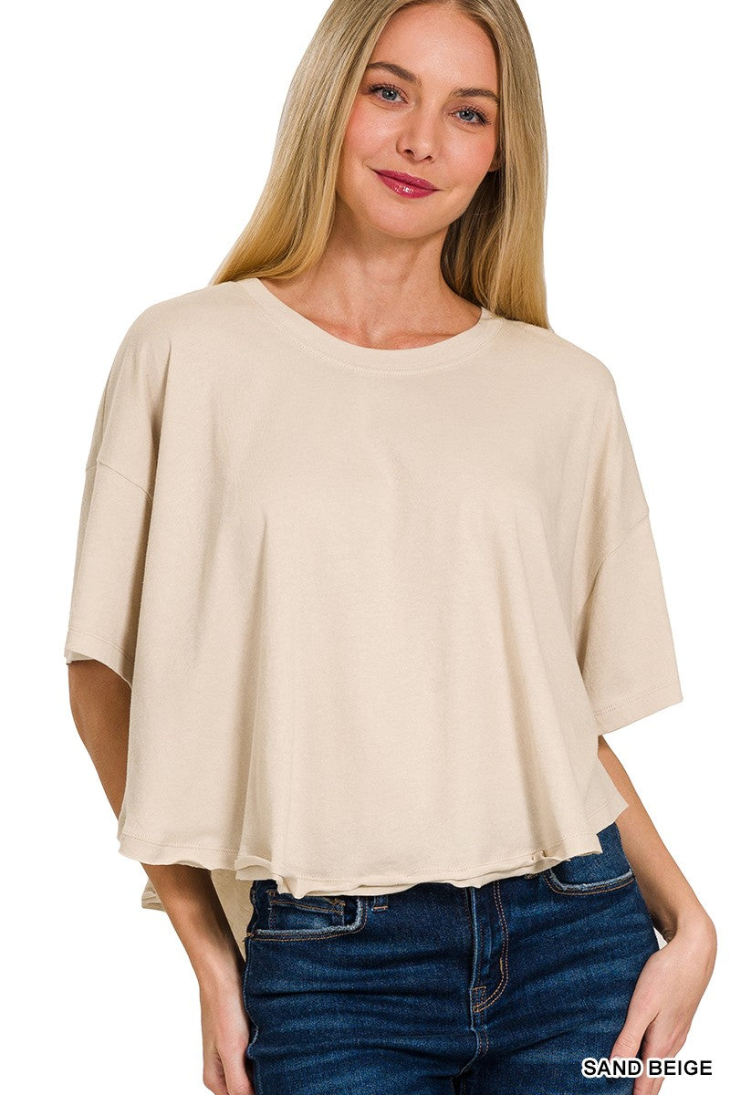 COTTON ROUND NECK SHORT SLEEVE TOP