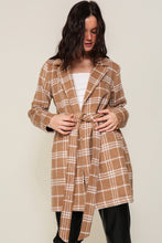 Load image into Gallery viewer, Plaid Print Open Front Cozy Coat
