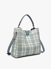 Load image into Gallery viewer, Tati Plaid Satchel w/ Inner Slip Pockets
