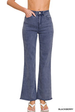 Load image into Gallery viewer, ACID WASHED FRAYED CUTOFF HEM STRAIGHT WIDE PANTS
