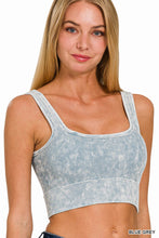 Load image into Gallery viewer, WASHED RIBBED SEAMLESS SQUARE NECK WITH BRA PADS
