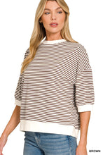 Load image into Gallery viewer, Striped Contrast Trim Rib Banded Top
