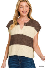 Load image into Gallery viewer, Split Neck Sleeveless Stripe Sweater
