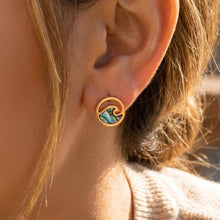 Load image into Gallery viewer, Gold Dipped Circle Wave Stud Earrings
