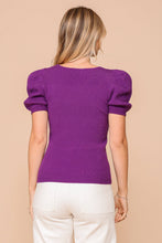 Load image into Gallery viewer, Puff Sleeve Sweater Ribbed Knit Top
