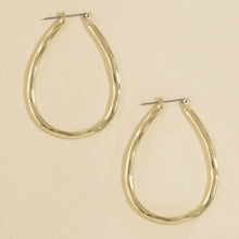 Load image into Gallery viewer, Hammered Teardrop Open Hoop Earrings
