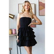 Load image into Gallery viewer, DENIM TUBE RUFFLED MINI DRESS
