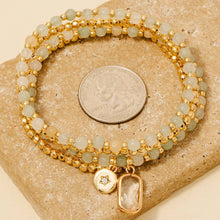 Load image into Gallery viewer, Rectangle Gem And Disc Charm Beaded Bracelet Set
