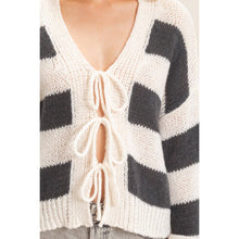 Load image into Gallery viewer, Striped V-Neck Sweater Cardigan
