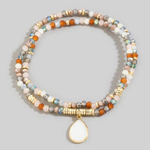 Load image into Gallery viewer, Mother Of Pearl Tear Charm Mixed Beaded Bracelet
