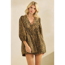 Load image into Gallery viewer, Printed Pleated Long Sleeve Denim Romper
