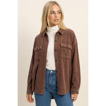 Load image into Gallery viewer, Mineral Wash Waffle Knit Button-Up Shacket
