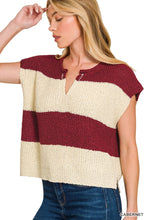 Load image into Gallery viewer, Split Neck Sleeveless Stripe Sweater
