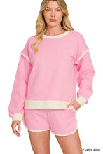 Load image into Gallery viewer, French Terry Contrast Binding Pullover &amp; Shorts Set
