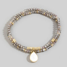 Load image into Gallery viewer, Mother Of Pearl Tear Charm Mixed Beaded Bracelet
