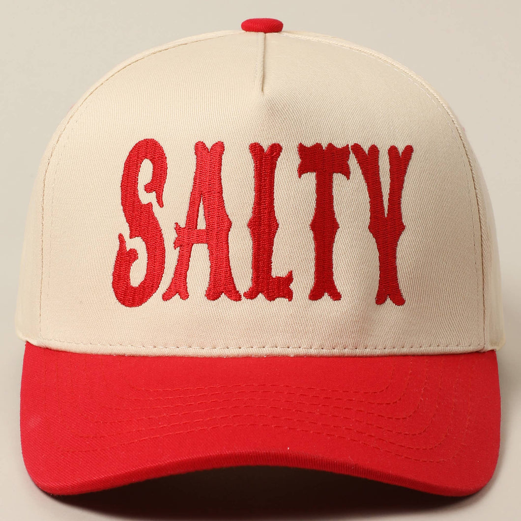 SALTY Lettering Embroidery Two-Tone Trucker Hat