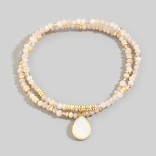 Load image into Gallery viewer, Mother Of Pearl Tear Charm Mixed Beaded Bracelet
