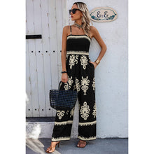 Load image into Gallery viewer, Off Shoulder Ruched Printed High Waist Jumpsuit
