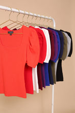 Load image into Gallery viewer, Puff Sleeve Sweater Ribbed Knit Top
