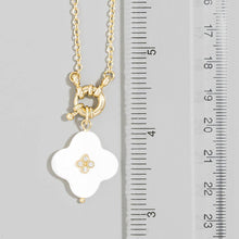 Load image into Gallery viewer, Shell Clover Pendant Necklace With Cz Center
