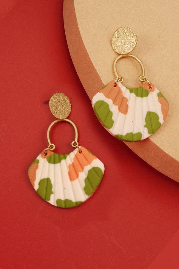 MIXED PRINT DROP POLYMER EARRINGS