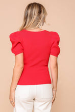 Load image into Gallery viewer, Puff Sleeve Sweater Ribbed Knit Top
