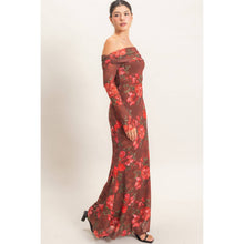 Load image into Gallery viewer, Off Shoulder Floral Mesh Dress
