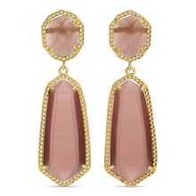 Load image into Gallery viewer, Long Double Drop Stone Stud Earrings
