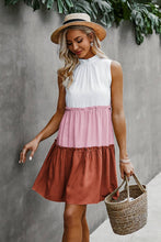 Load image into Gallery viewer, Mock Neck Color Block Ruffled Dress
