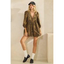 Load image into Gallery viewer, Printed Pleated Long Sleeve Denim Romper
