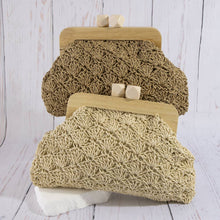Load image into Gallery viewer, Crochet Paper Straw Wood Frame Clutch
