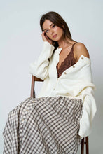 Load image into Gallery viewer, PLAID SMOCKED WAIST BUTTON DOWN MIDI SKIRT
