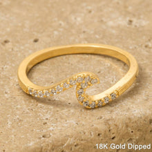 Load image into Gallery viewer, Gold Dipped Delicate Studded Wave Ring
